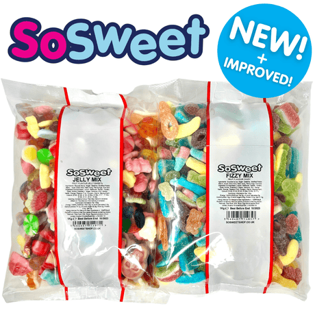 1kg Sweets: (1kg x 2) Pick'n'Mix Sweet Bags (Fizzy/Jelly) - 2kg for £10!