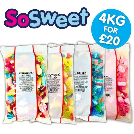 4kg for £20 - 1x Blue, 1x Fizzy, 1x Jelly, 1x Pink