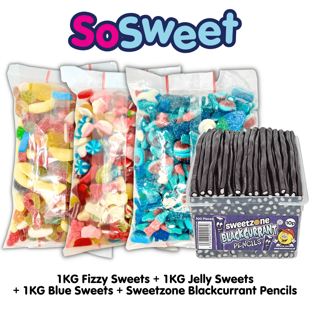 4kg for £25 - Jelly, Fizzy, Blue, Sweetzone Blackcurrant Pencil – SoSweet