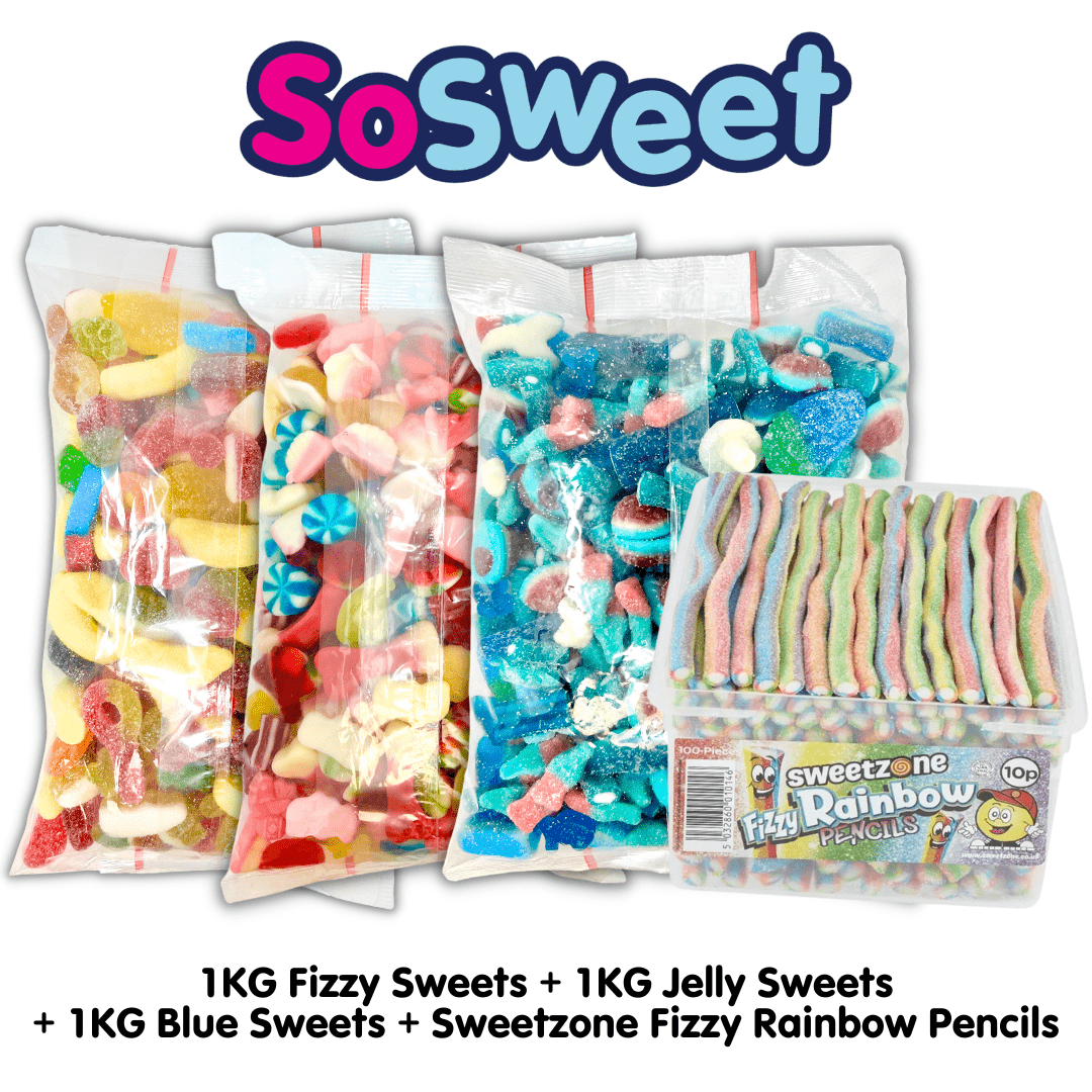 Grab SoSweet’s 4kg Bundle with Jelly, Fizzy & Blue Sweets Plus Fizzy ...