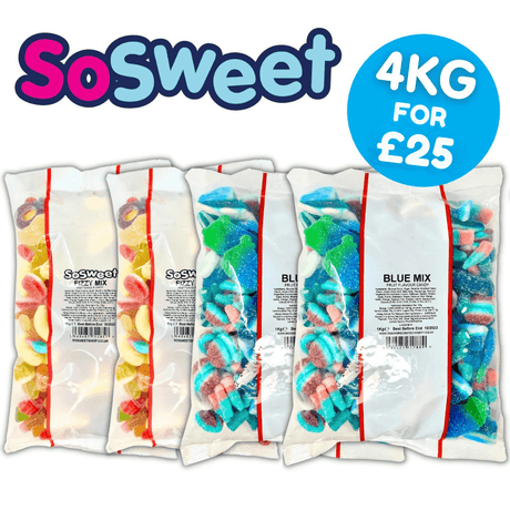 4kg for £25 - 2x Blue, 2x Fizzy