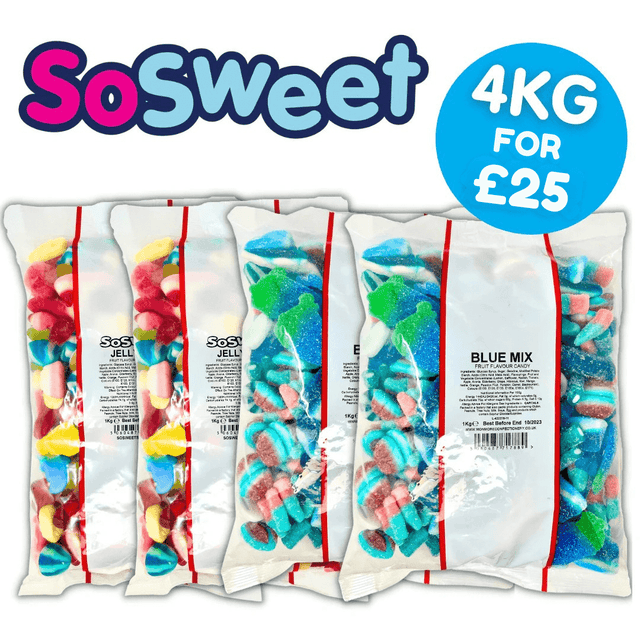 4kg for £25 - 2x Jelly, 2x Blue