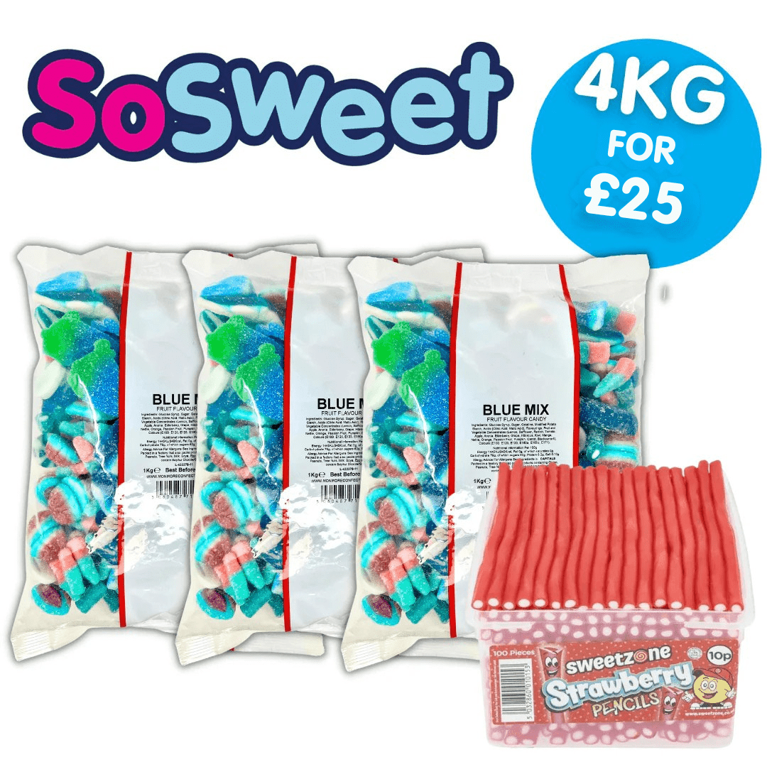 4kg for £25 - 3x Blue, Sweetzone Pencil Tub (100pcs)