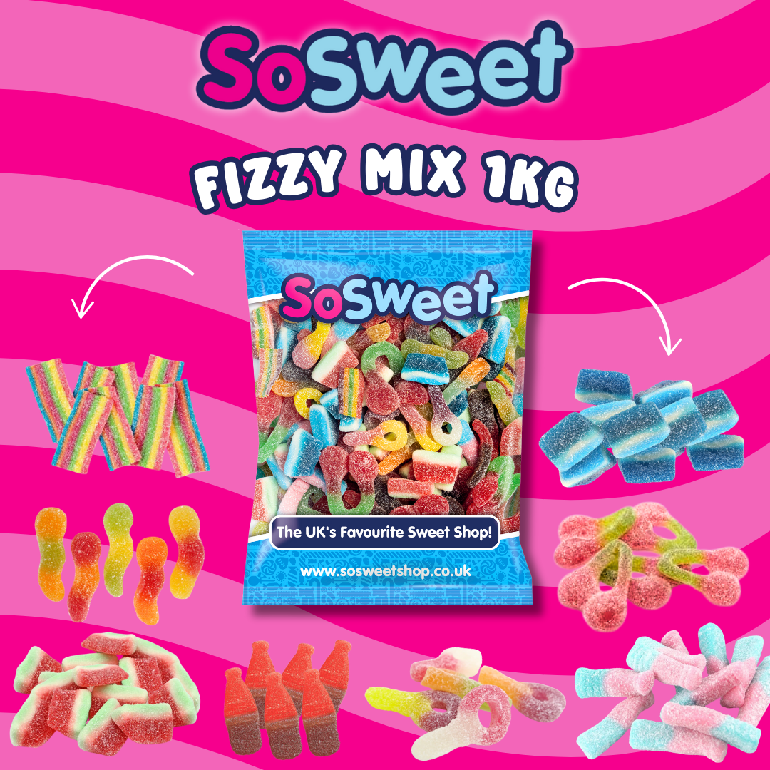 1kg Sweets: 2 SoSweet Pick 'n' Mix Bags (Fizzy/Jelly) – 2kg for £15