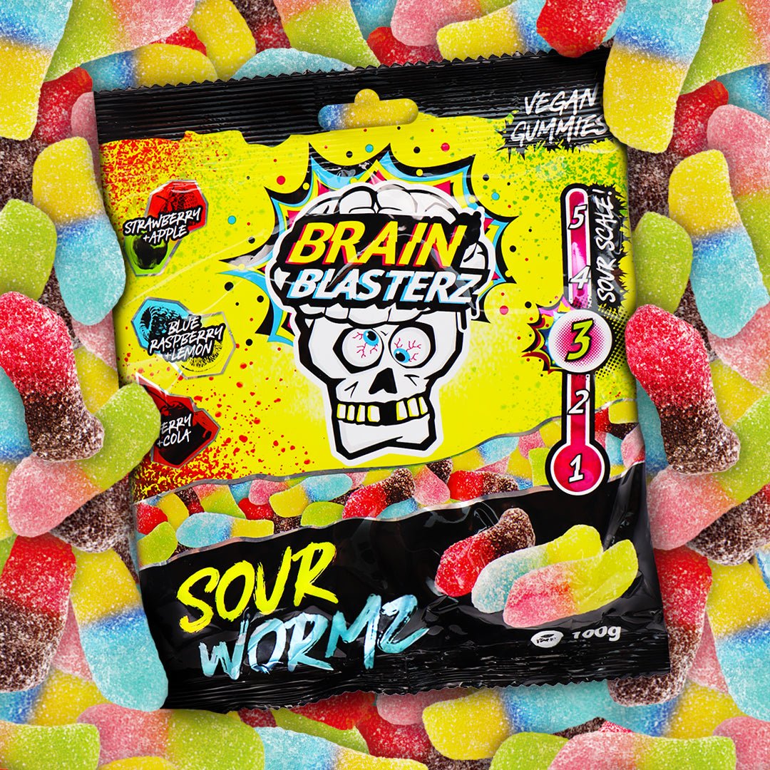 Brain Blasterz Peg Bag Sour Wormz (100g)