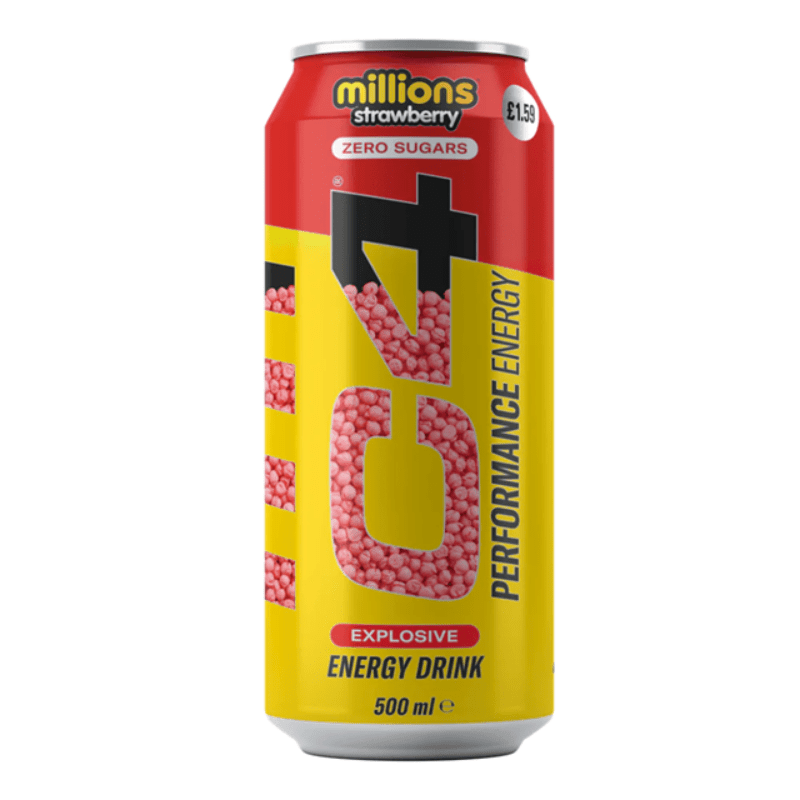 C4 Energy Millions Strawberry Zero Sugar Can (500ml) PMP £1.59