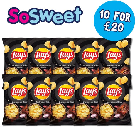 Lays BBQ Ribs Crisps (130g) x10