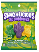 Shaq-A-Licious XL Gummies Sour Watermelon, Mixed Berry & Pineapple Peg Bag (175g)