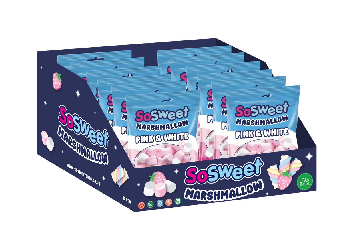 SoSweet Marshmallow Pink & White Bag (140g) case of 12