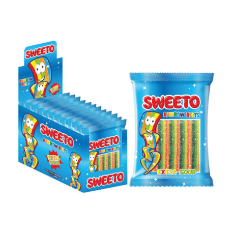 Sweeto Rainbow Belts Extra Sour (80g)(Case of 12)