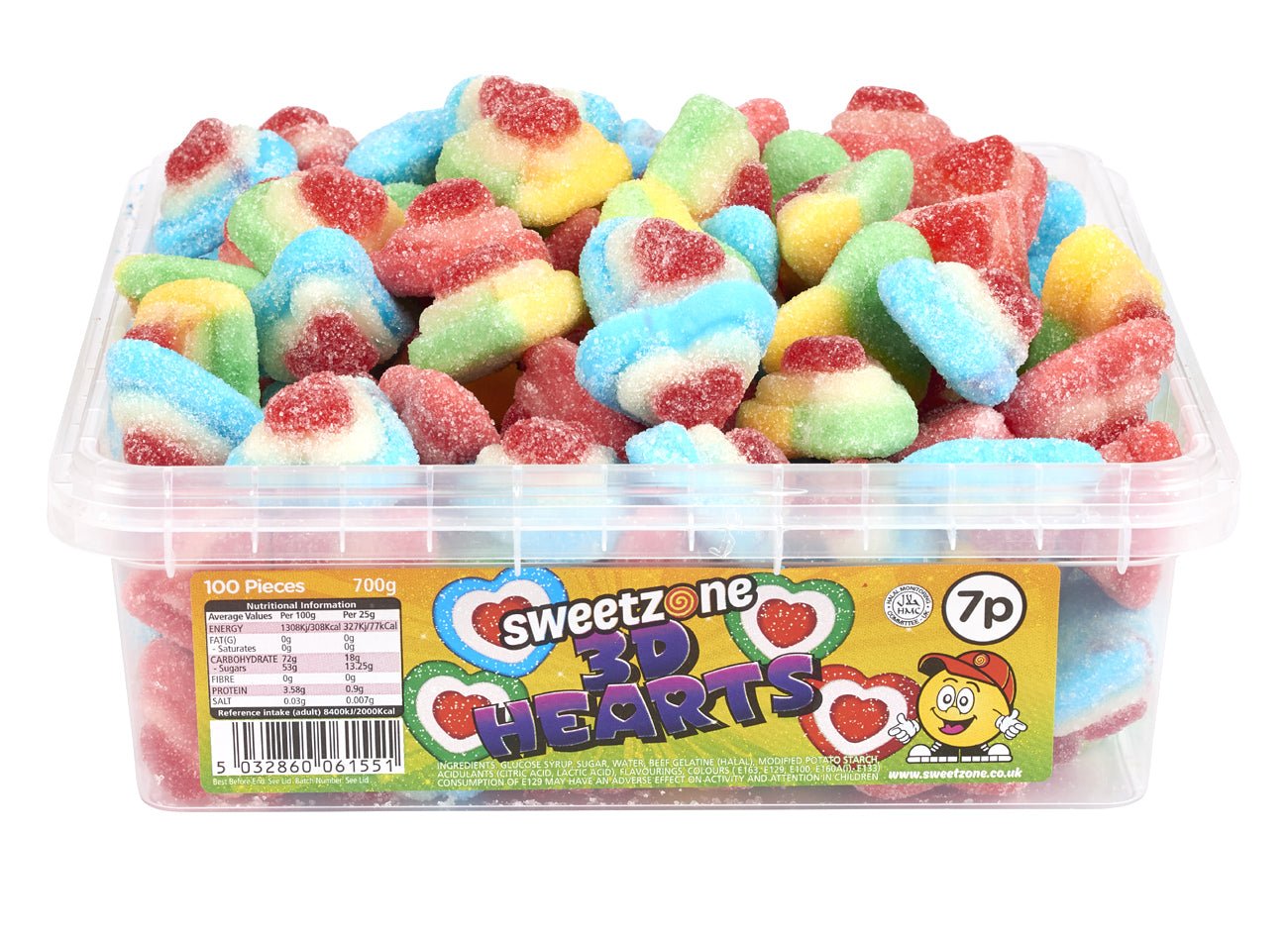 Sweetzone Tub Fizzy 3D Hearts (700g) – SoSweet