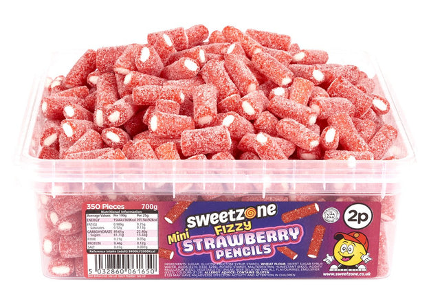 Sweetzone Tub Fizzy Strawberry Pencils (700g)