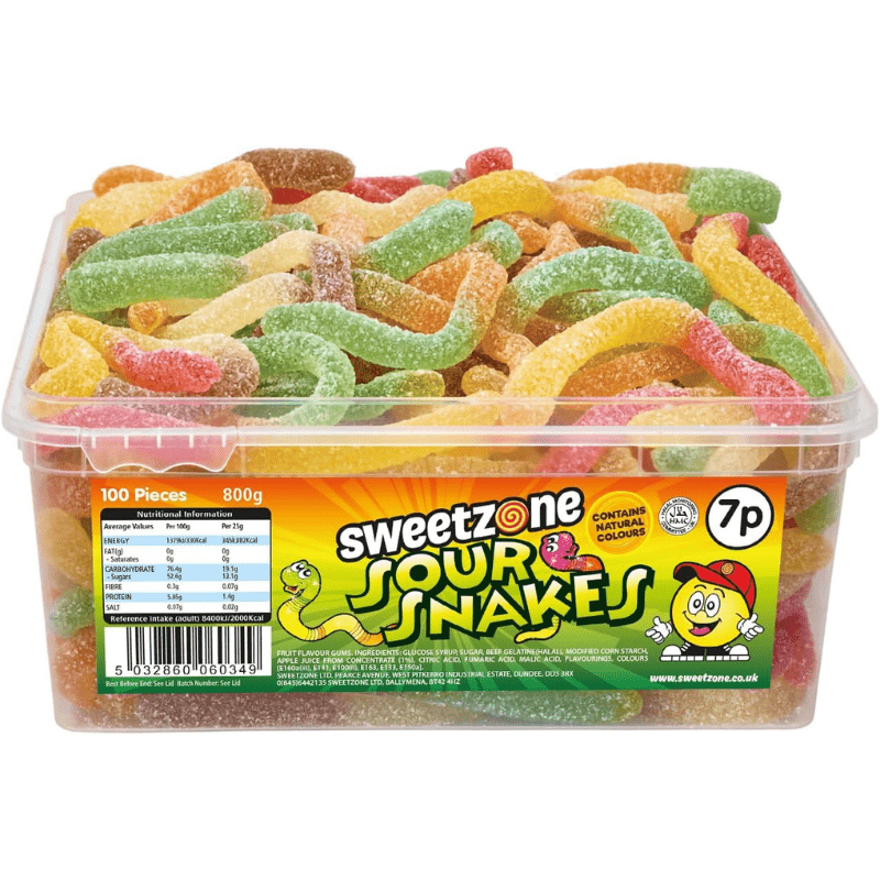 Sweetzone Tub Sour Snakes (800g) – SoSweet