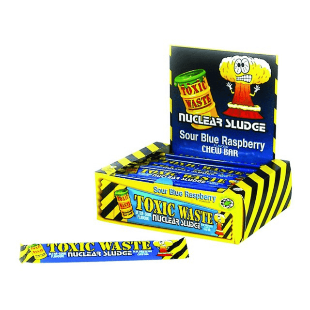 Toxic Waste Nuclear Sludge Sour Blue Raspberry Chew Bar - Box of 50